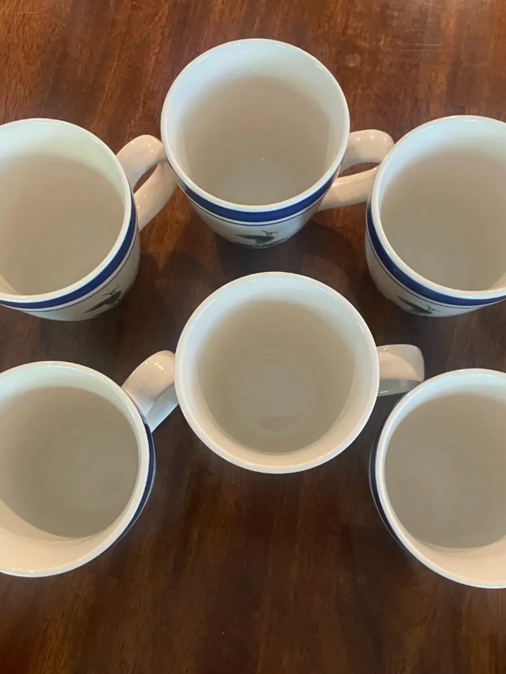 Set Of 6 LL Bean Stoneware Blueberry (Retired) 12oz Coffee Mugs Cups 2-Sided